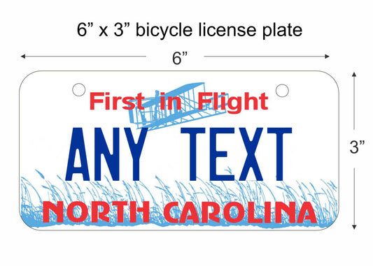 North Carolina replica bicycle license plate personalized with any text custom made decorative aluminum sign