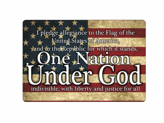 Pledge of allegiance one nation under God Decorative Aluminum Sign American flag Patriotic wall decor