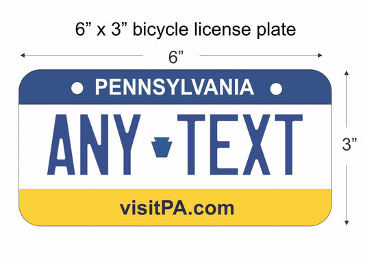 Pennsylvania state replica bicycle license plate personalized with any text custom made decorative aluminum sign