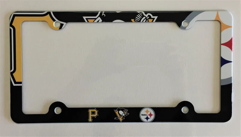 Pittsburgh sport teams License Plate Frame Decorative License Plate Holder black background