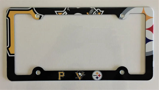 Pittsburgh sport teams License Plate Frame Decorative License Plate Holder black background