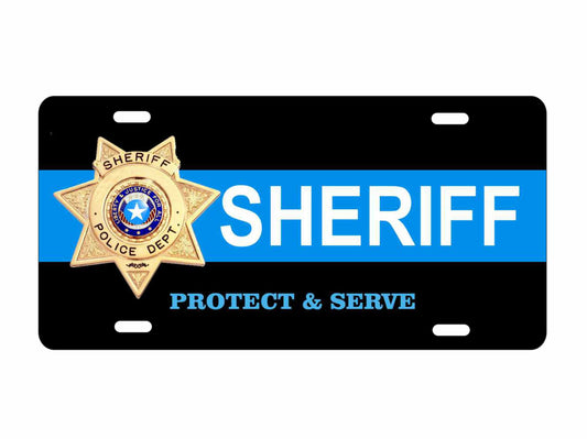 Sheriff badge novelty license plate protect and serve Decorative vanity aluminum car tag