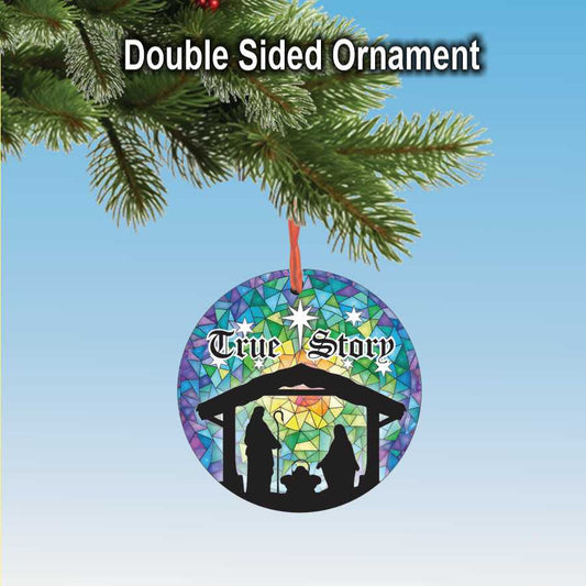 True Story Nativity scene silhouette Christmas Ornament, Birth of Jesus