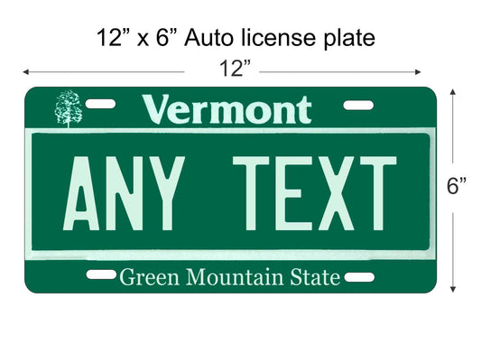 Vermont personalized novelty vanity front license plate replica decorative aluminum sign car tag