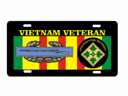 Vietnam veteran 4th infantry division combat infantry badge novelty license plate car tag decorative military aluminum front plate
