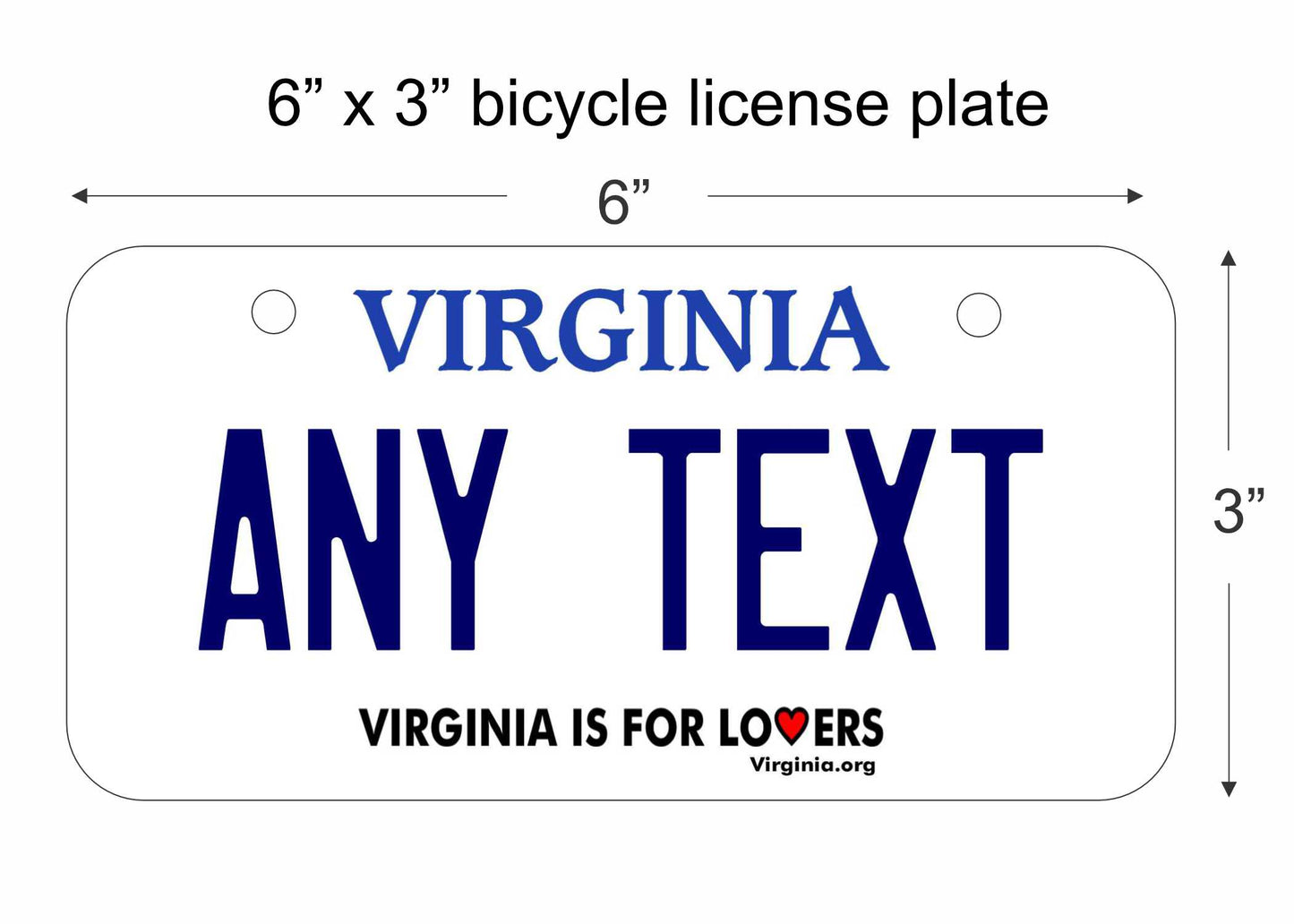 Virginia replica bicycle license plate personalized with any text custom made decorative aluminum sign