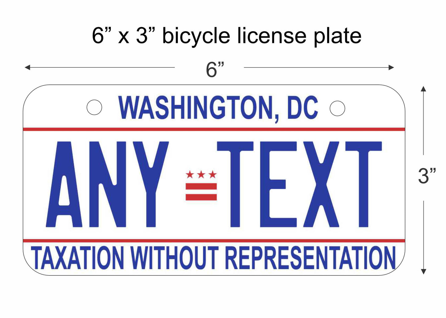 Washington DC replica bicycle license plate personalized with any text custom made decorative aluminum sign