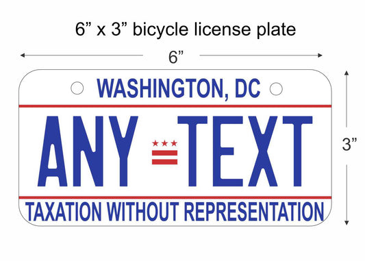 Washington DC replica bicycle license plate personalized with any text custom made decorative aluminum sign