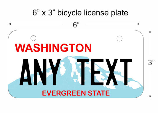 Washington state replica bicycle license plate personalized with any text custom made decorative aluminum sign