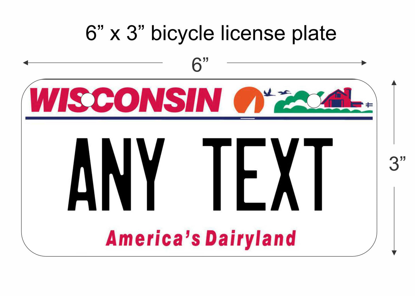 Wisconsin state replica bicycle license plate personalized with any text custom made decorative aluminum sign