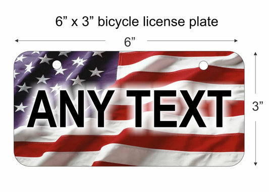 American flag bicycle license plate personalized with any text custom made decorative aluminum sign