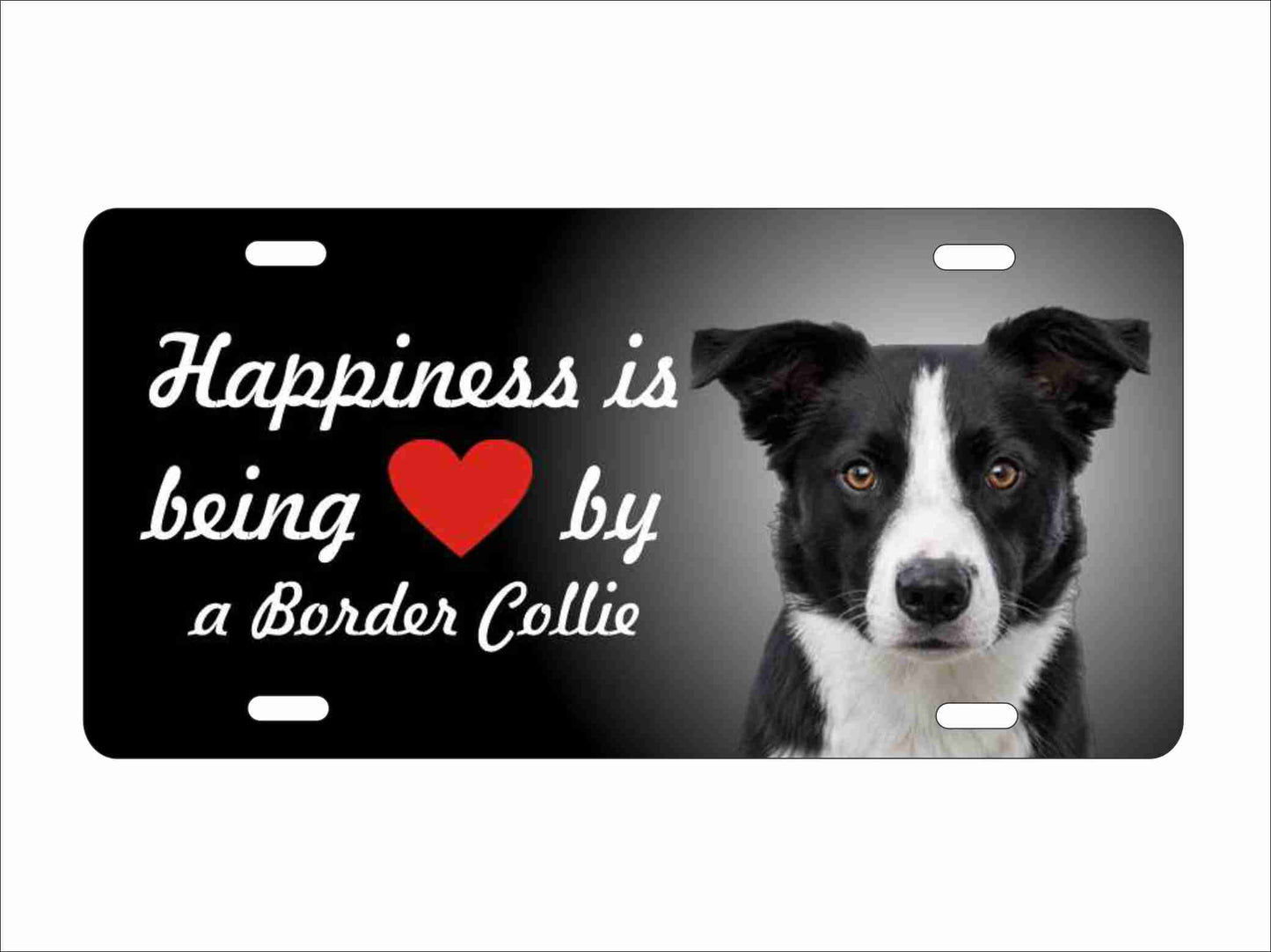 Border Collie Decorative Vanity Aluminum Plate Dog Lover Design, Decorative Sign, Happiness Quote, Black & White, Car Accessory