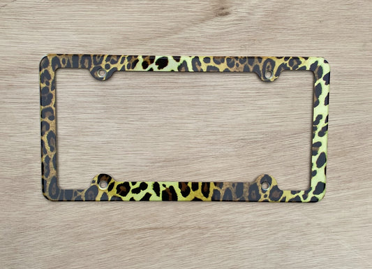 Leopard Print License Plate Frame, 12x6 in Decorative License Plate Holder