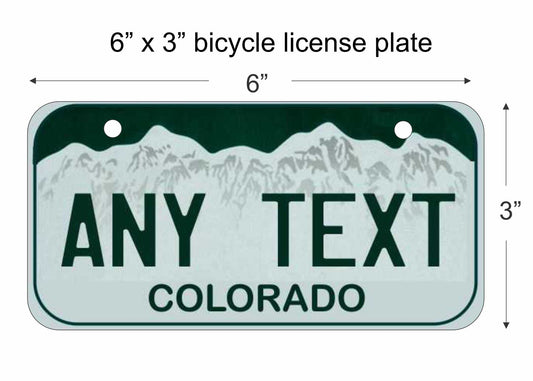 Colorado state replica bicycle license plate personalized with any text custom made decorative aluminum sign