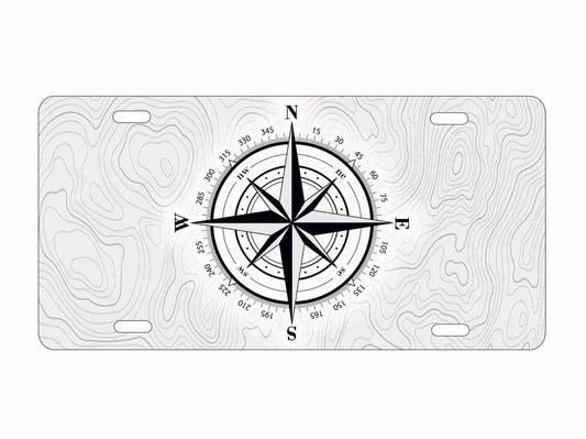 compass rose on topographical map novelty license plate decorative vanity aluminum sign