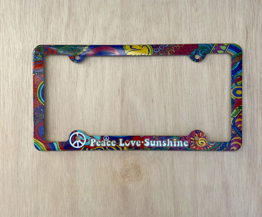 Peace love and sunshine License Plate Frame Decorative License Plate Holder Car Tag Frame