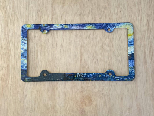 Van Gogh Starry Night License Plate Frame, Decorative License Plate Holder, Car Tag Frame