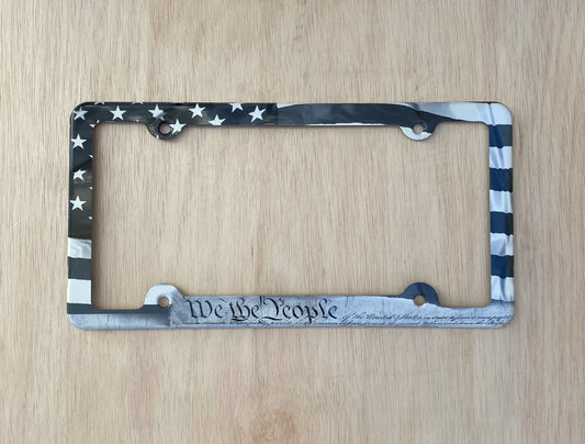 We the people American flag License Plate Frame Black and white Decorative License Plate Holder Car Tag Frame