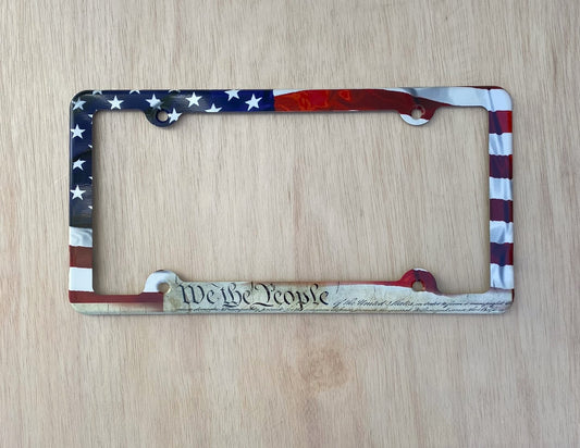 We the people American flag License Plate Frame Decorative License Plate Holder Car Tag Frame