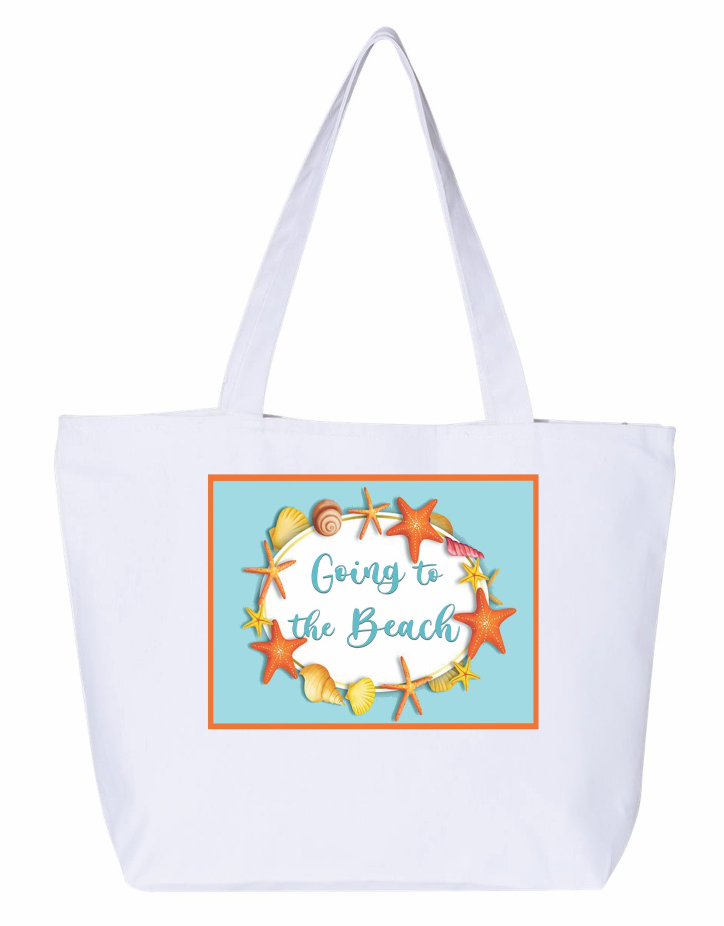 Going to the beach Heavy weight cotton canvas large zippered  tote bag