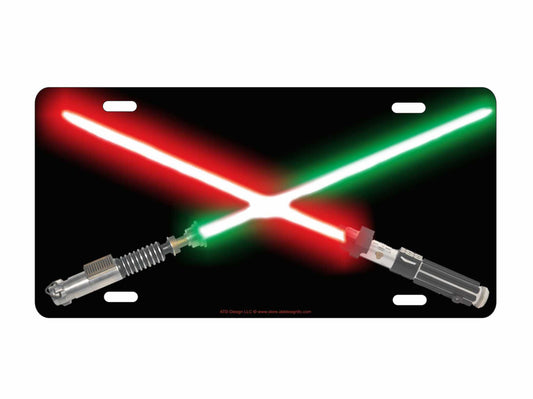 Lightsabers crossing peronalized novelty front license plate custom decorative vanity car tag