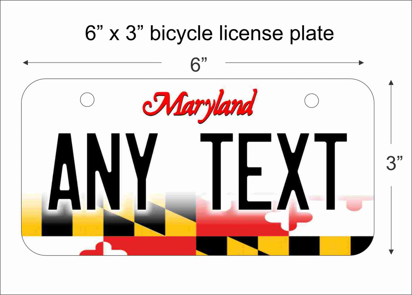 Maryland state replica bicycle license plate personalized with any text custom made decorative aluminum sign