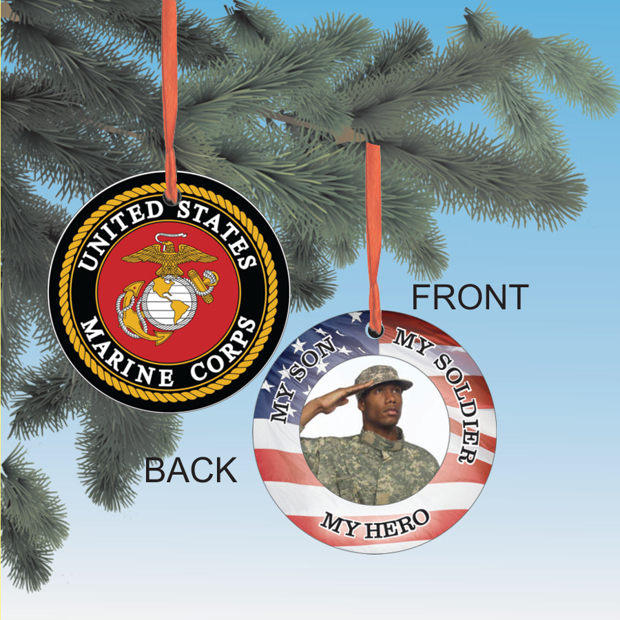 My hero Soldier Personalized military first responder Ornament with your photo a great gift for Christmas or Hanukkah