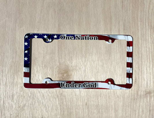 One Nation under God American flag License Plate Frame Decorative License Plate Holder Car Tag Frame