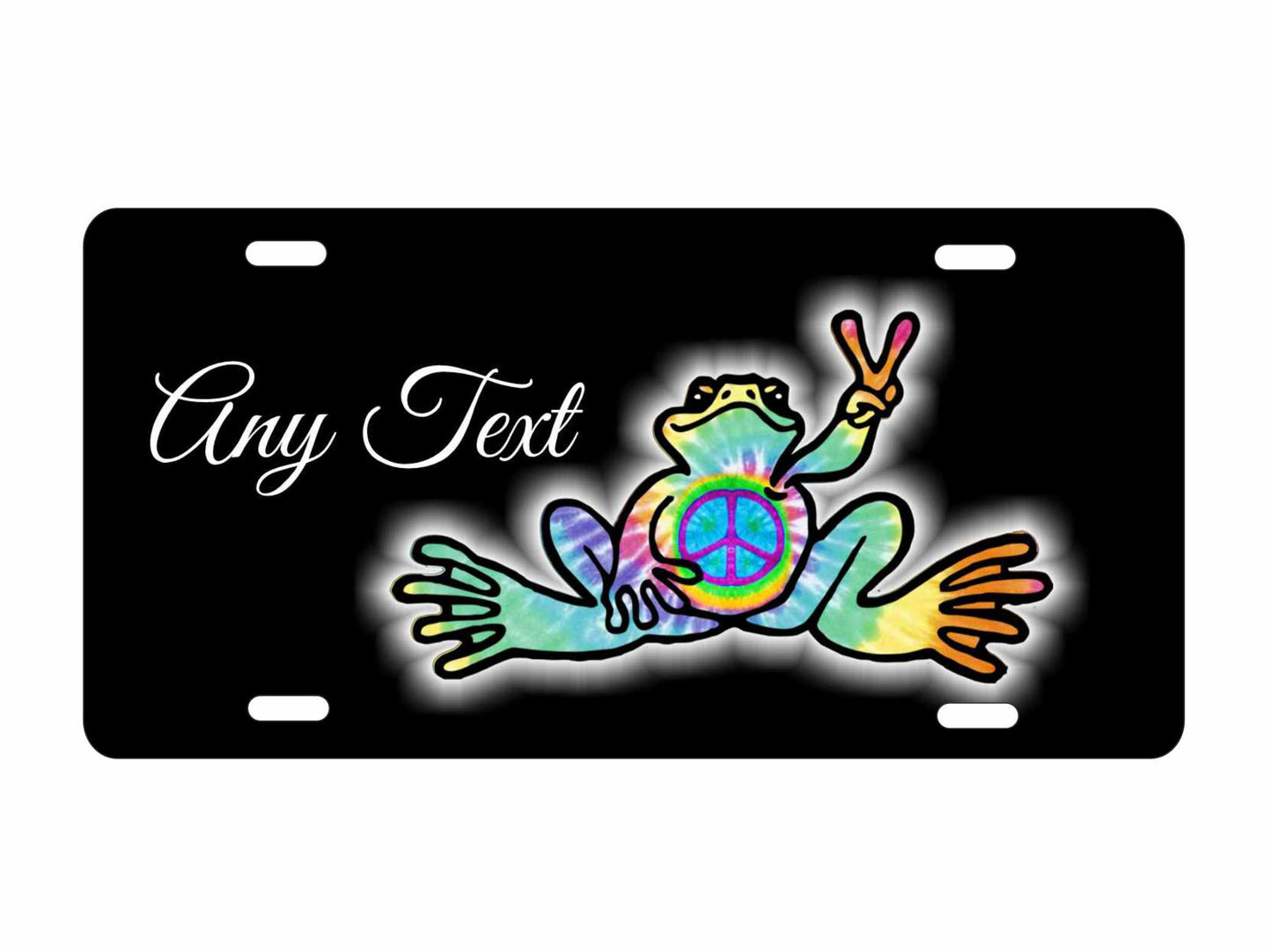 peace frog tiedye rainbow colors personalized novelty Front license plate custom Decorative vanity car tag