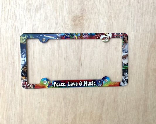 Peace love & Music License Plate Frame Decorative License Plate Holder music legends Car Tag Frame