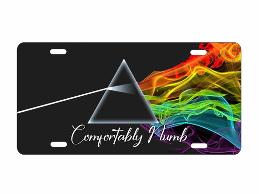 comfortably numb smoky rainbow on black Background novelty front license plate Decorative aluminum vanity car tag