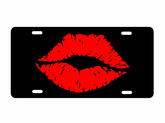 red lips kiss novelty front license plate Decorative aluminum vanity car tag