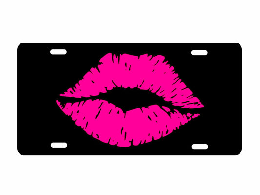 pink lips kiss novelty front license plate Decorative aluminum vanity car tag