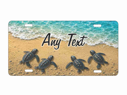 Personalized Sea Turtle Hatchlings Beach Decorative vanity license Plate