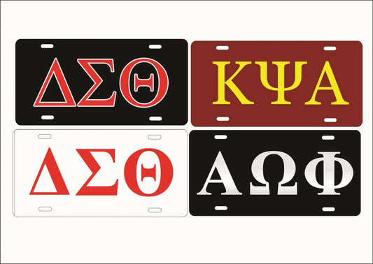 College Greek fraternity and sorority Personalized Custom Novelty front License Plate Decorative Vanity aluminum Car Tag