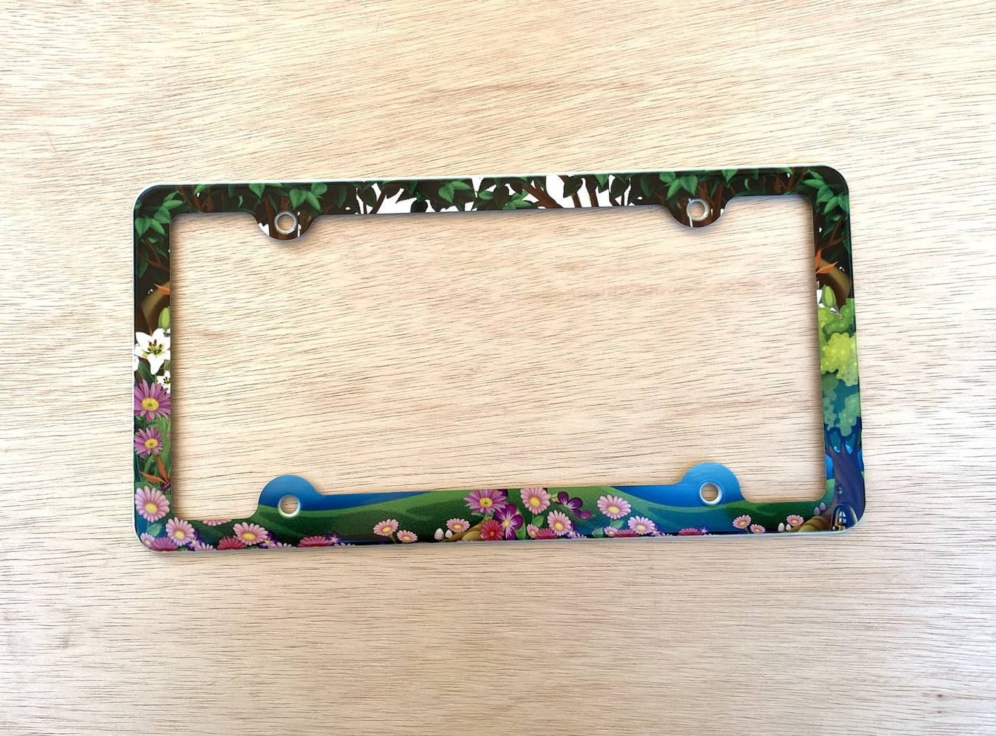 trees and flowers License Plate Frame Decorative License Plate Holder Car Tag Frame