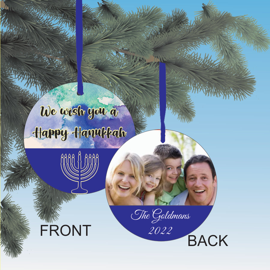 we wish you a Happy Hanukkah personalized Ornament with your own photo car charm