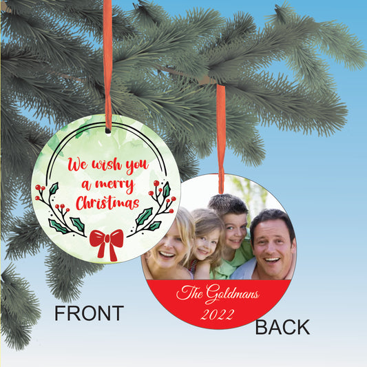 we wish you a merry christmas personalized Ornament with your own photo car charm