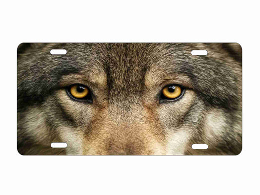 Wolf eyes Personalized Wildlife Front Plate Decorative 12 x 6 inch Metal Novelty Car Tag