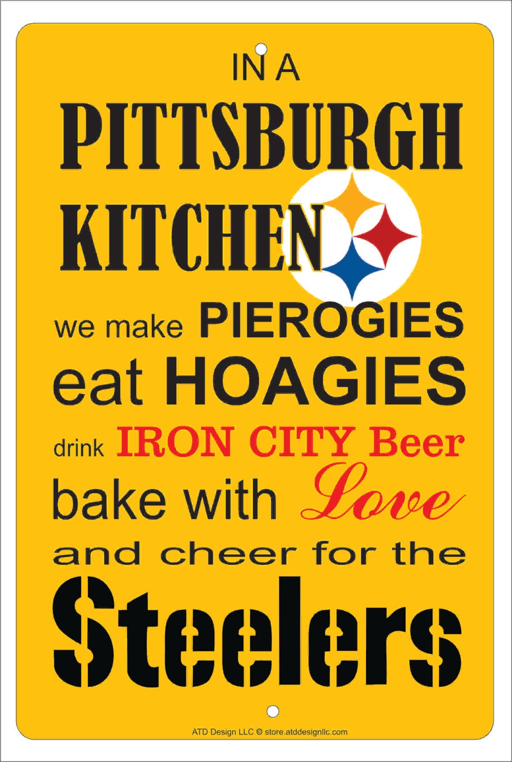 Pittsburgh Kitchen Decorative Aluminum novelty sign