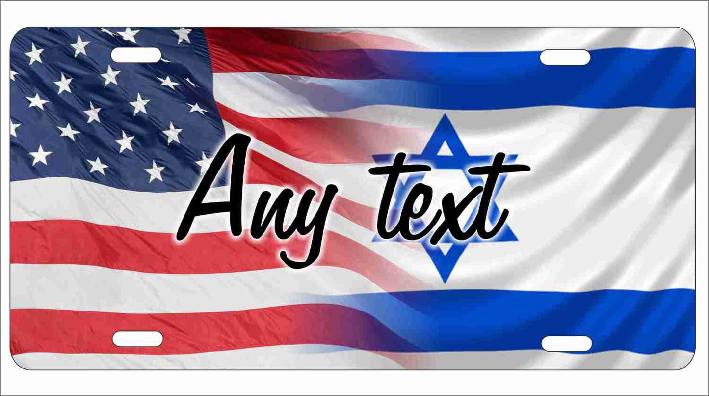American and Israeli flag personalized custom novelty license plate decorative aluminum vanity front plate