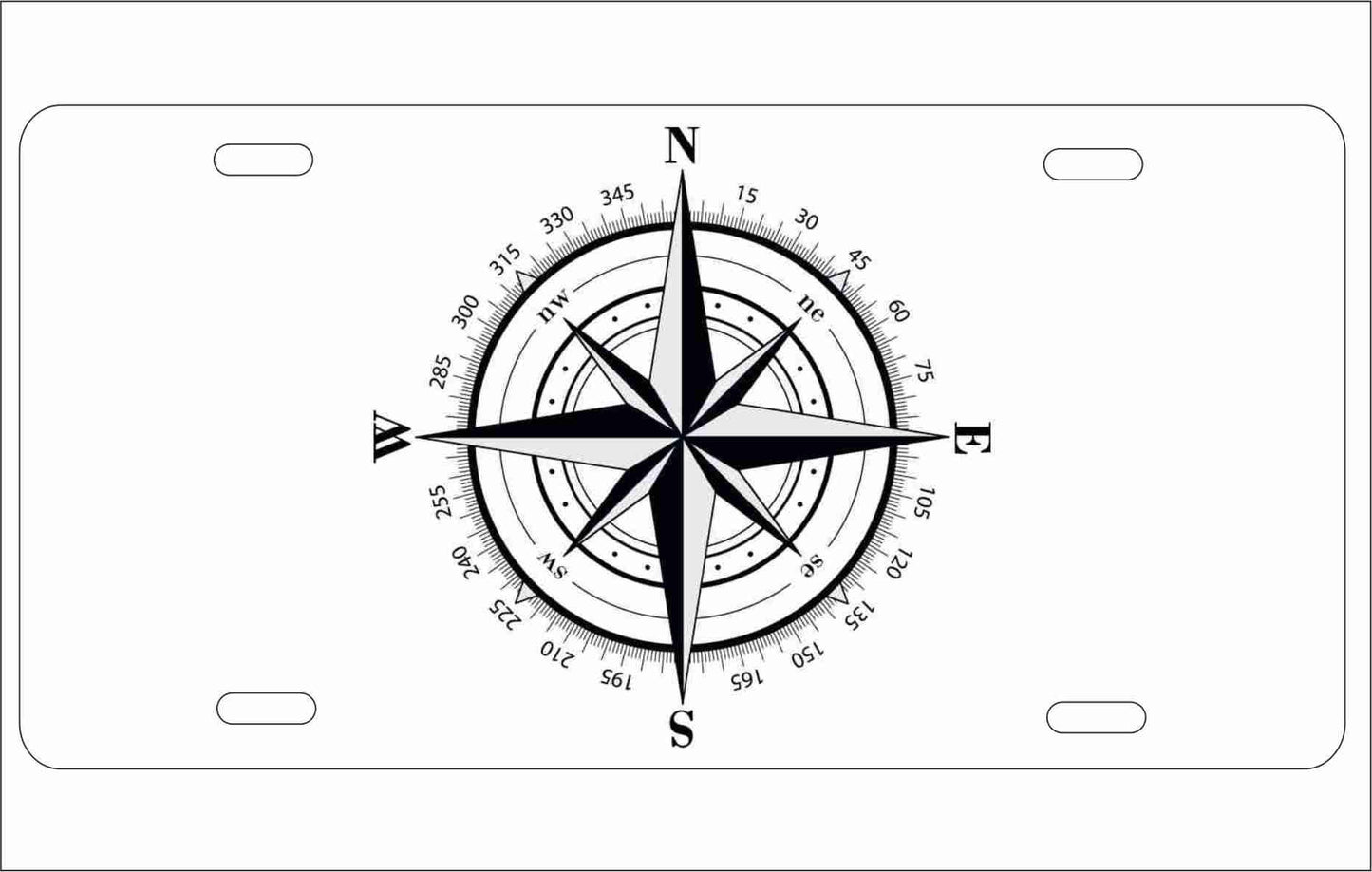 Compass rose novelty license plate decorative vanity aluminum sign