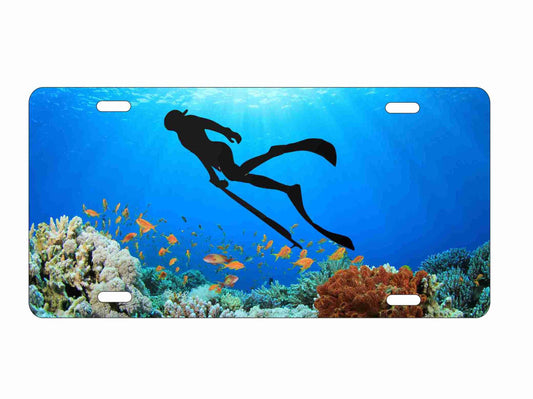 scuba diver coral reef spearfishing personalized novelty front license plate Decorative vanity aluminum plate