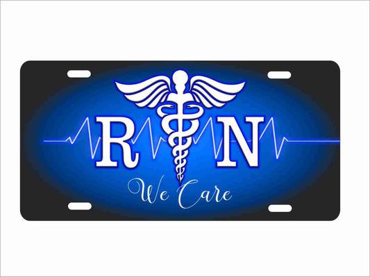 Registered nurse We Care novelty front license plate decorative vanity personalized car tag