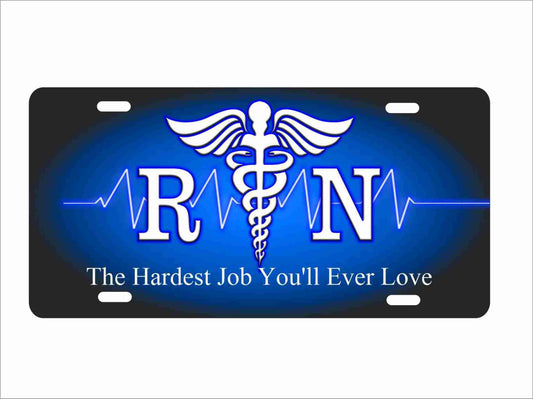 Registered nurse The hardest job you'll ever love novelty front license plate decorative vanity aluminum car tag
