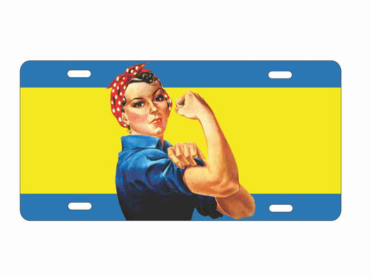Women Empowerment Rosie The Riveter Personalized Novelty License Plate Decorative Vanity Aluminum Sign car tag