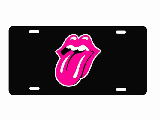 Pink Stones tongue novelty front license plate Decorative aluminum vanity car tag