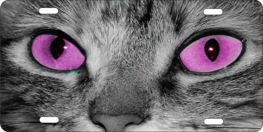 Cat eyes novelty front license plate pink cats eyes decorative vanity car tag