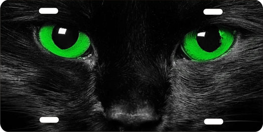 cat eyes green novelty front license plate decorative vanity cats eyes car tag