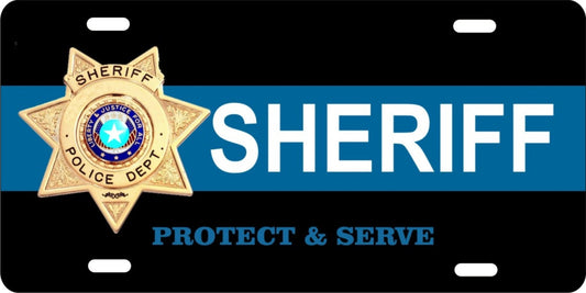 Sheriff novelty front license plate protect and serve Decorative vanity car tag